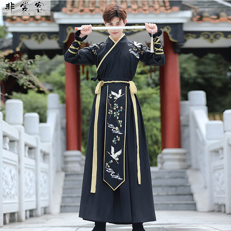 汉服男装成人夏唐装刺绣中国风古代帅气侠客少年日常改良汉服套装