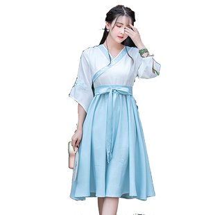改良国风日常复古风汉元素女装汉服改良连衣裙夏 学生少女裙