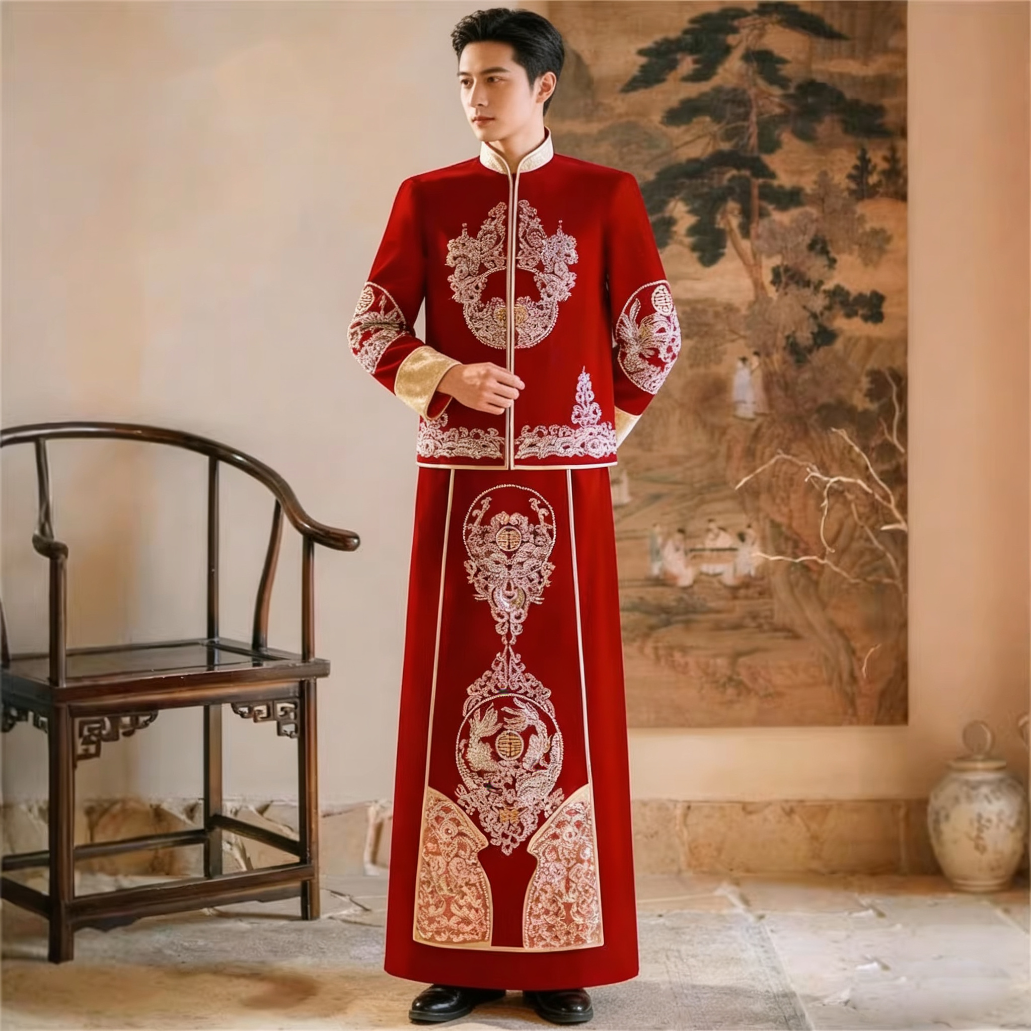 秀禾服婚服2026新款新郎敬酒服男款龙凤褂唐装刺绣高级感中式礼服,男装,其他民族服装,淘宝优惠券,粉丝福利购,淘宝优惠卷