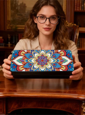 眼镜盒2026年新款5D水晶钻石画自己手工贴贴点钻十字绣高级感客厅