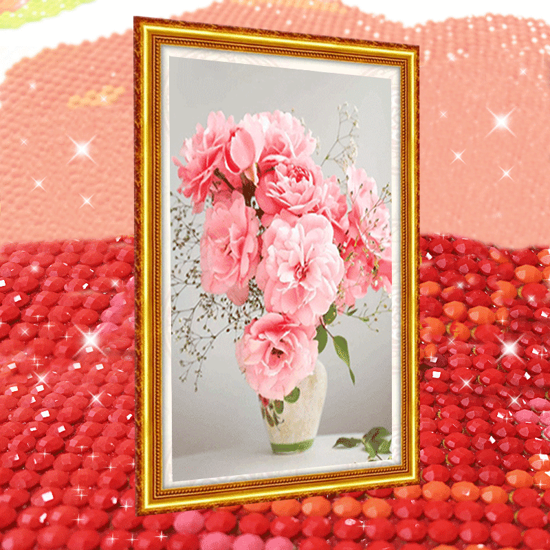 牡丹2026新款5D水晶钻石画满钻客厅点贴十字绣砖石小幅小清新餐厅
