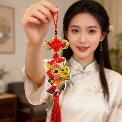 简约现代客厅2026十字绣钥匙扣马