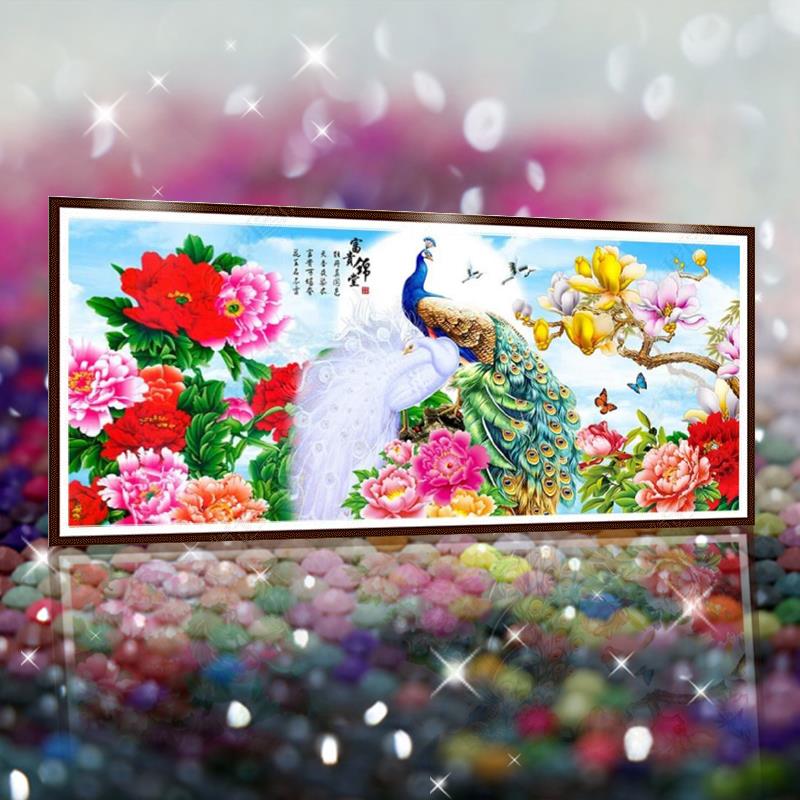 孔雀开屏凤凰花开富贵5D水晶钻石画满钻客厅点粘钻贴钻十字绣2025