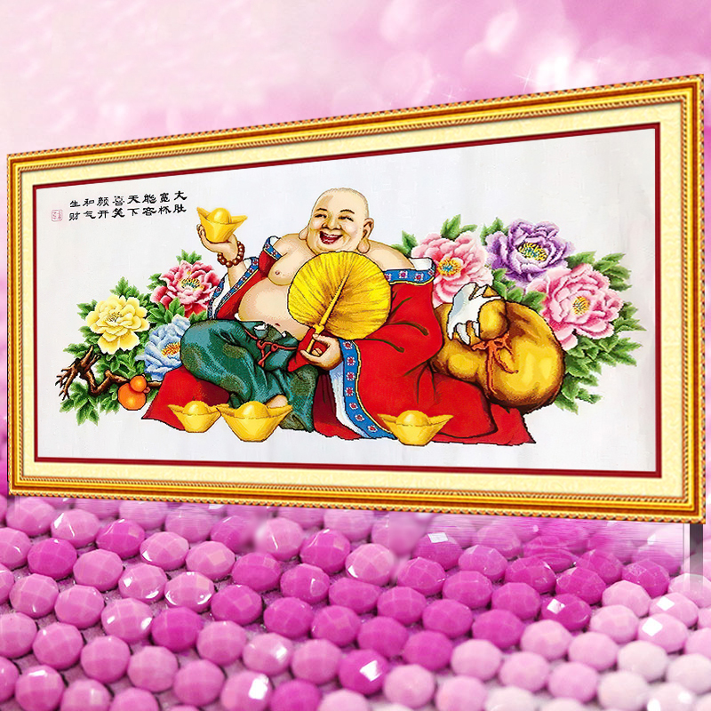弥勒佛笑口常开2025新款水晶钻石画满钻点钻十字绣客厅砖石秀佛像