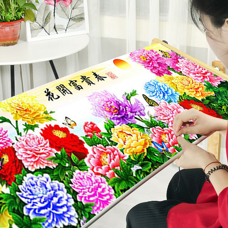 花开富贵客厅大气十字绣