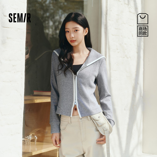 森马小个子显瘦正肩大翻领外套女