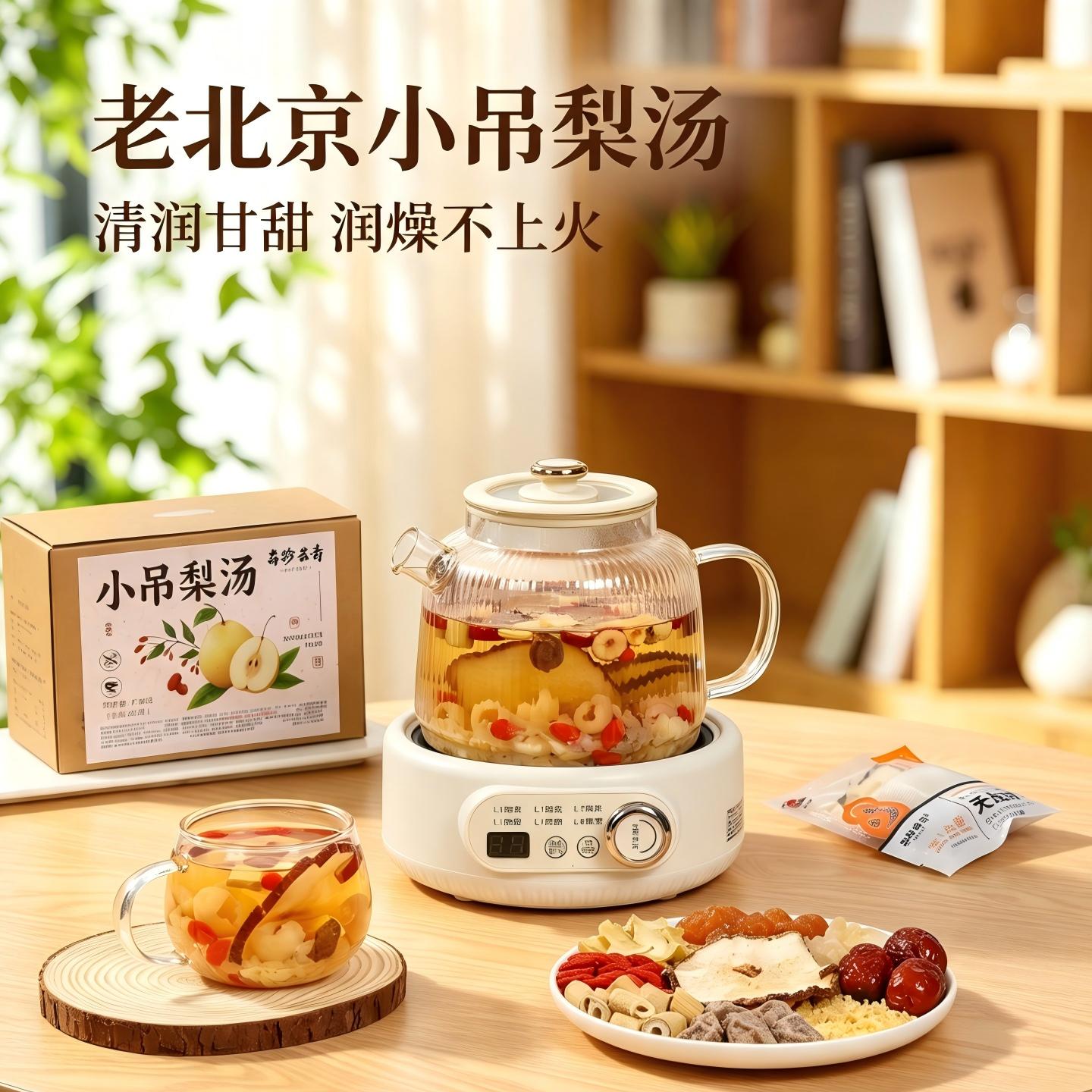 老北京小吊梨汤润燥秋冬养生茶冰糖雪梨银耳话梅广式糖水日常煮水