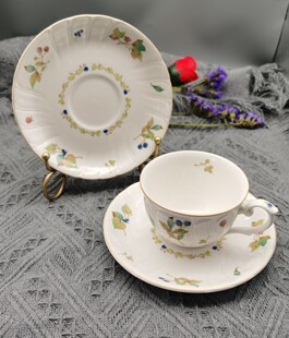 日本中古全新noritake则武咖啡杯果园蓝莓craftone贝壳底标红茶杯