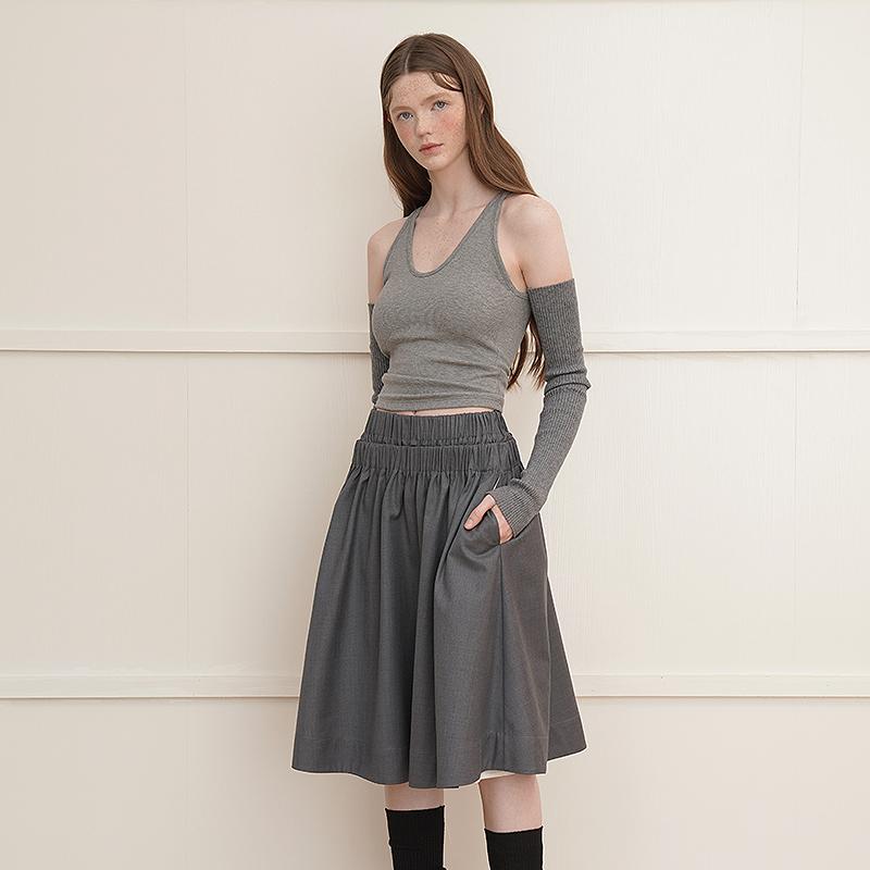 抽褶半身裙高腰百搭设计感