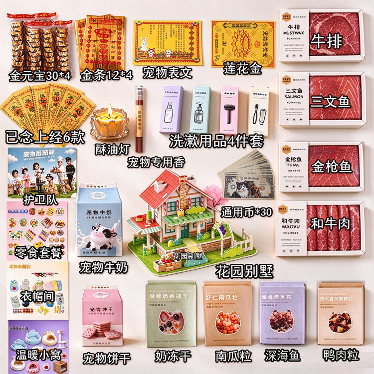 小猫狗狗宠物离世纪念烧纸套餐元宝去世用品纸钱爱宠缅怀祭品福袋
