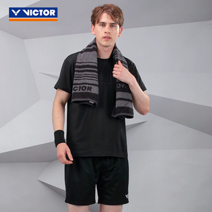 威克多VICTOR羽毛球服 胜利时尚全黑速干透气男女运动服 T-PB