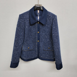 短外套洋气轻奢风女士上衣6038 亮丝显瘦拼接翻袖 专柜正品 减龄时尚