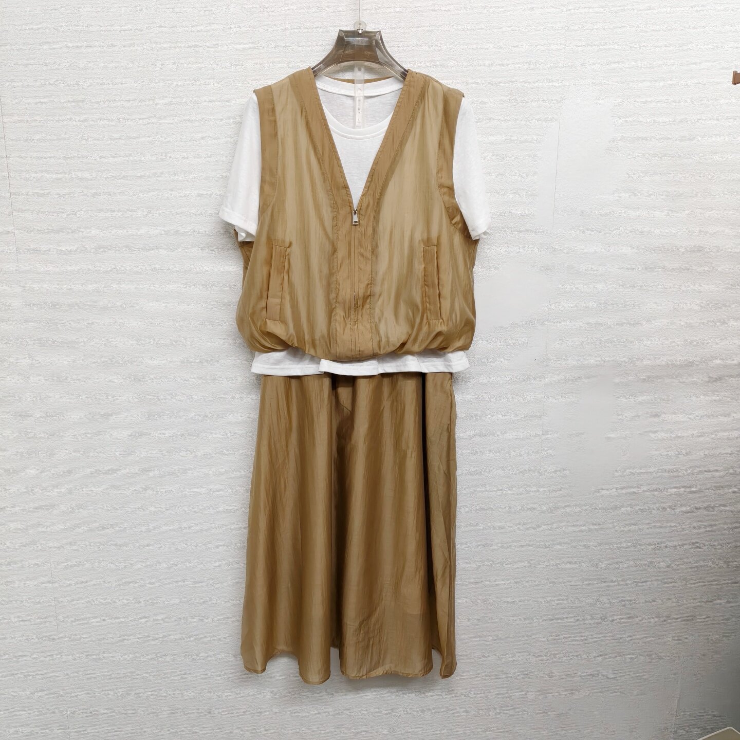 正品商场同款时尚女夏款天丝套裙26A60宽松假两件短袖+半裙两件套