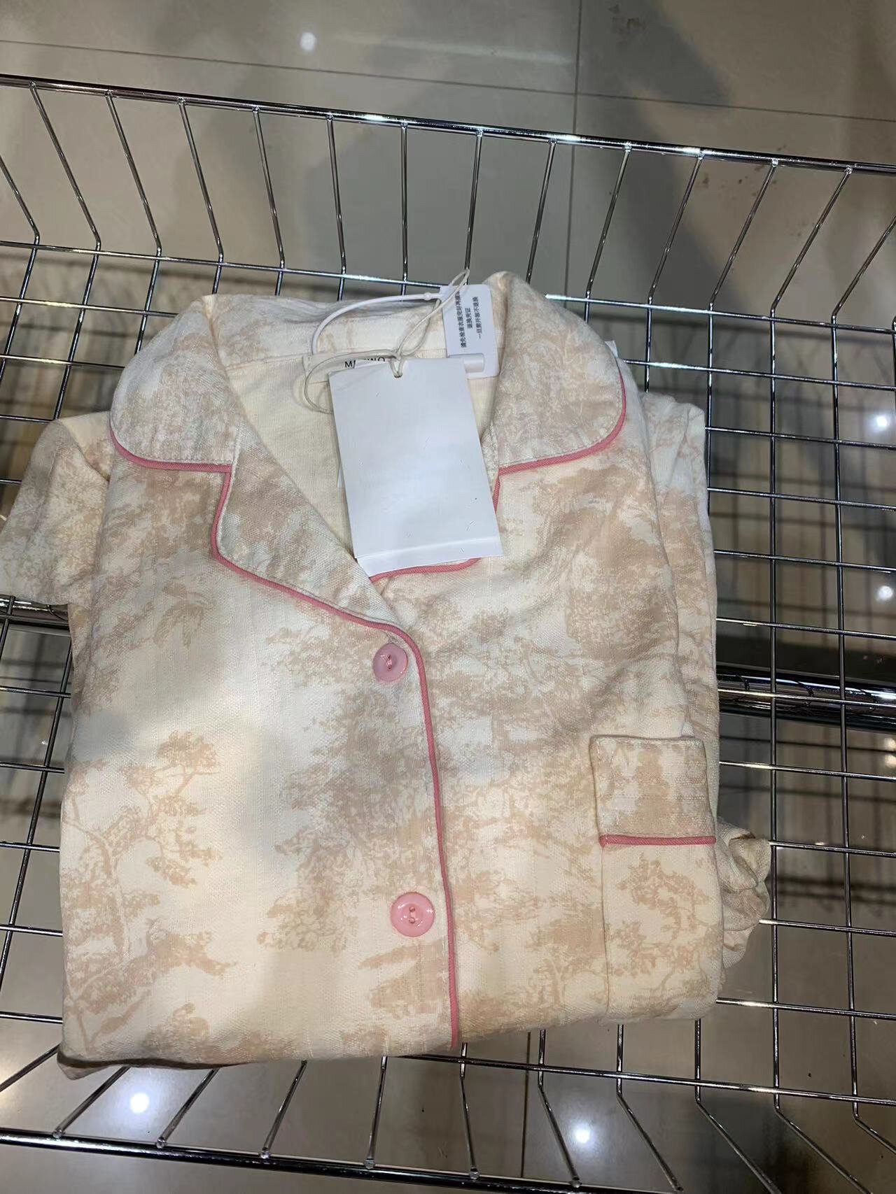 METWO 睡衣女春秋款长袖长裤衬衫纯棉休闲法式高级感家居服套装
