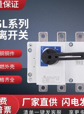 双电源手动转换切换开关HGL-250A 3P一进一出负荷隔离开关