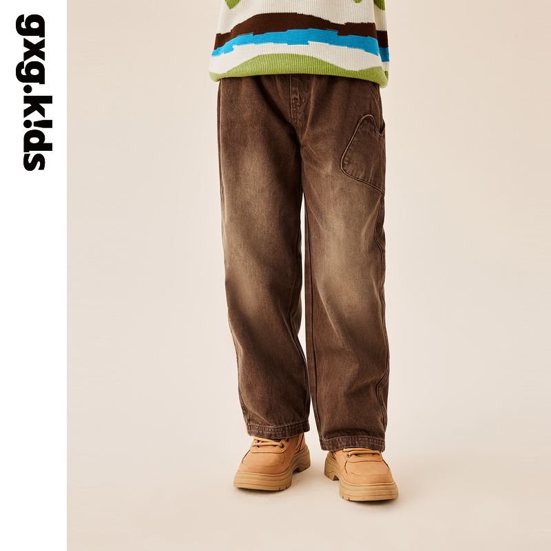 gxgkids童装儿童牛仔裤秋新款女童水洗复古牛仔长裤宽松裤子潮