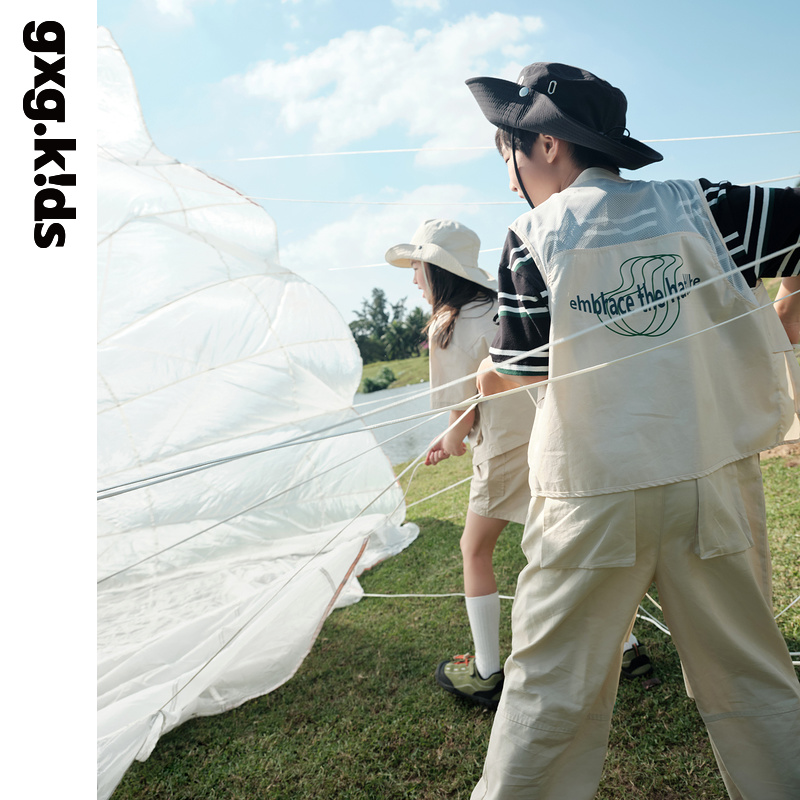 gxgkids童装男童马甲夏新款男童工装风马甲网眼拼接户外风简约