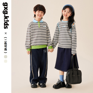 POLO衫 gxgkids童装 男女童洋气长袖 T恤秋新品 上衣内搭潮 儿童长袖