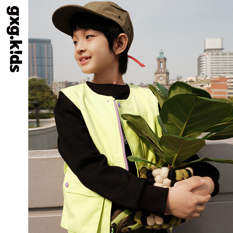 GXG童装春季儿童马甲中大童大口袋设计感外穿马甲外套