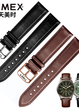 TIMEX天美时真皮手表带男潮汐指南针表带T2N721 T2N720针扣皮表链