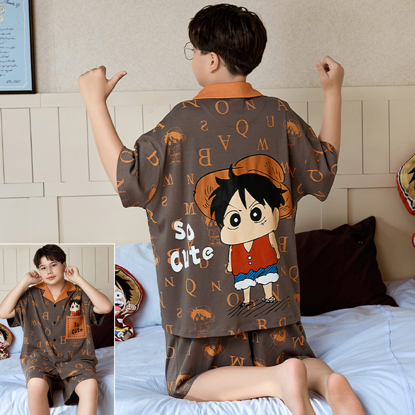 男孩胖童纯棉卡通夏季短袖家居服