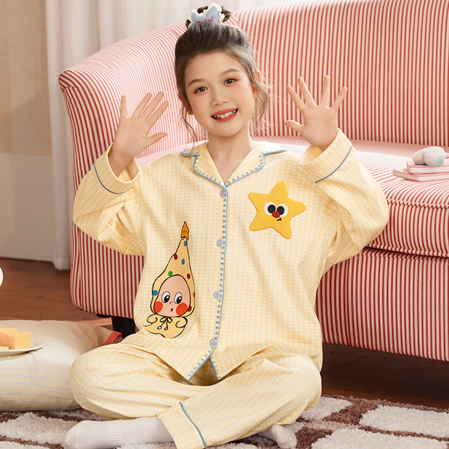 女童睡衣春秋冬季纯棉长袖2026新款儿童女孩星星人洋气宝宝家居服,童装/婴儿装/亲子装,家居服套装,淘宝优惠券,粉丝福利购,淘宝优惠卷