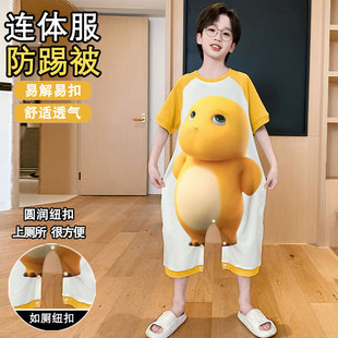 男童睡衣连体奶龙儿童夏季薄款连身纯棉短袖小男孩包皮术后专用服
