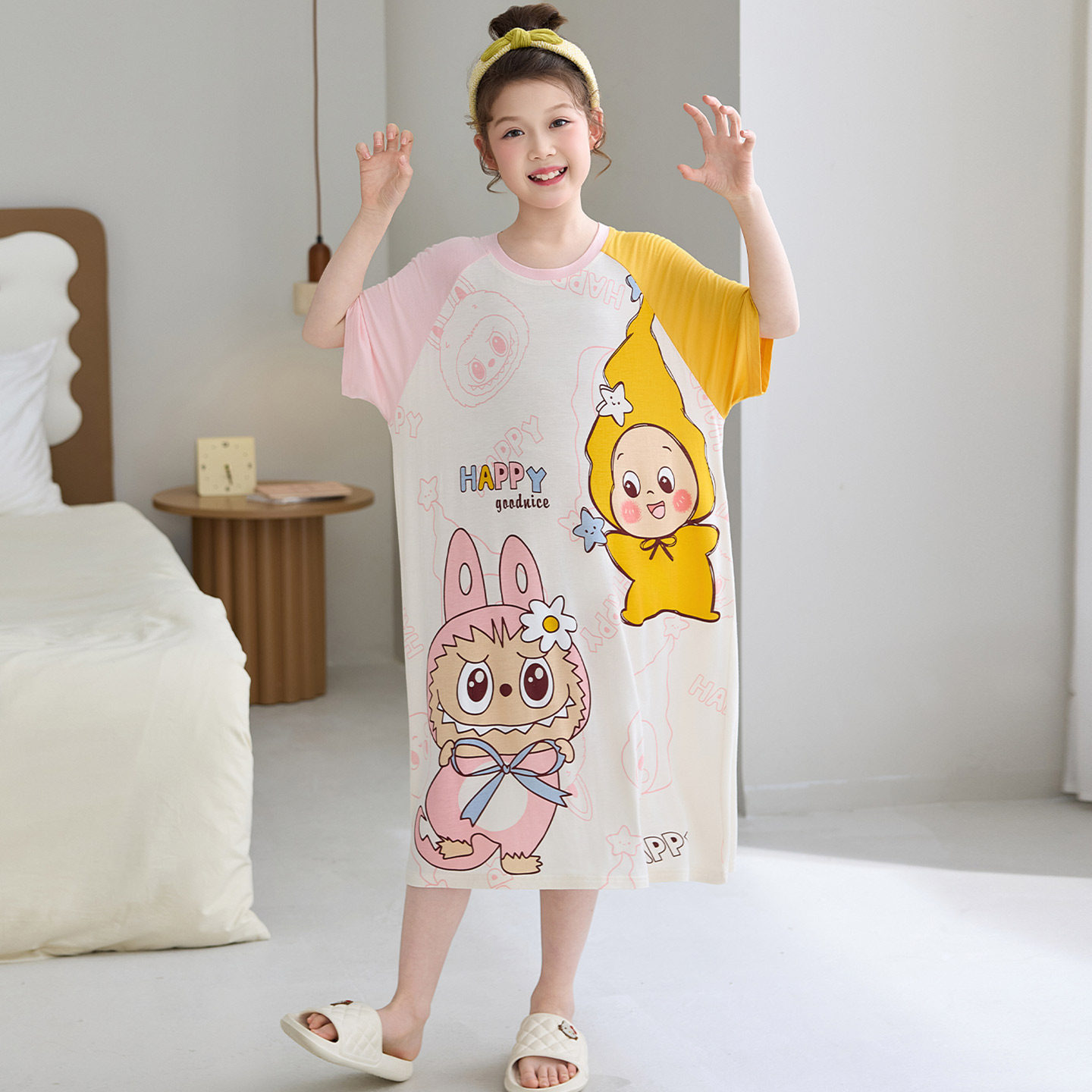 女童睡裙带胸垫防凸点女孩连衣裙