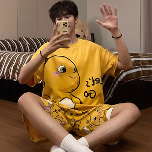 夏季男款纯棉睡衣2026新款奶龙短袖套装夏天男孩学生中大童家居服