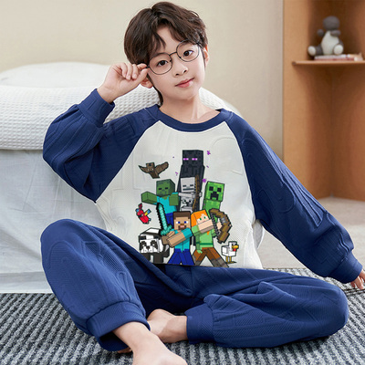男童青少年冬款空气棉加厚家居服