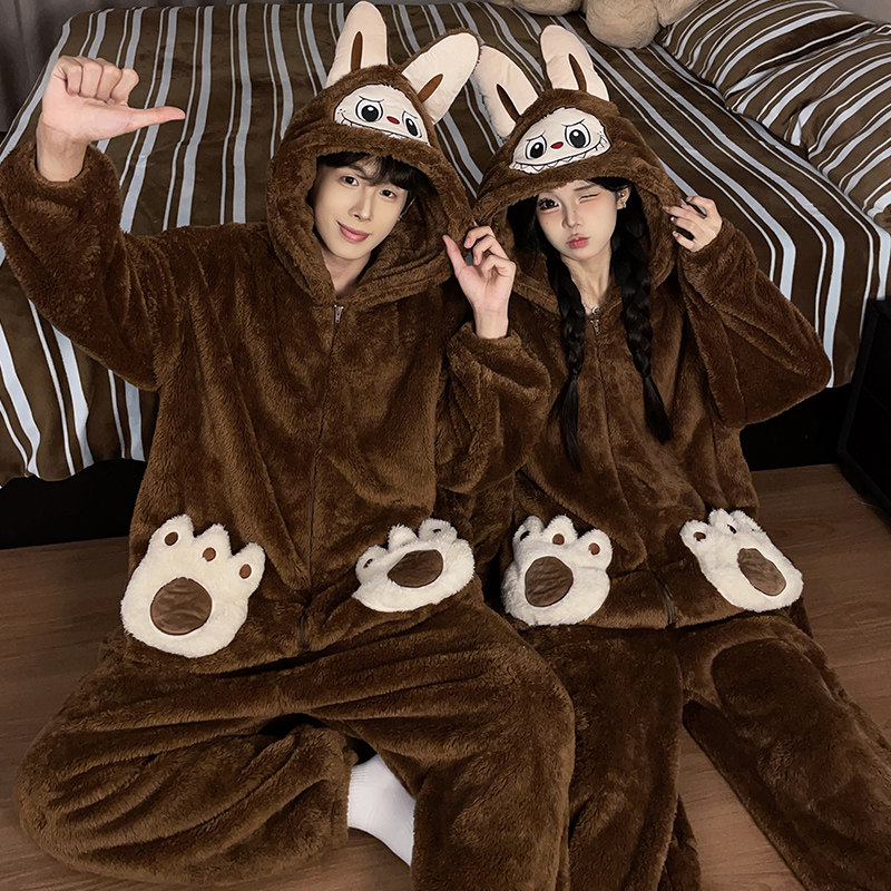珊瑚绒女拉布布情侣装家居服冬装