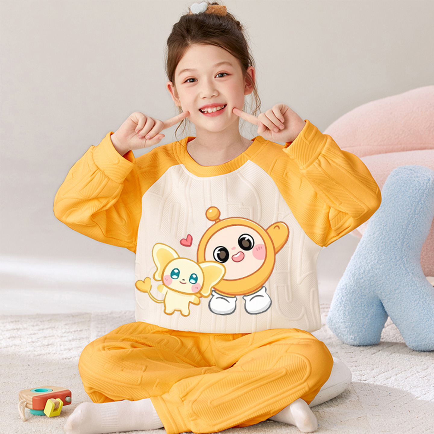 冬季女童夹层棉初中生保暖家居服