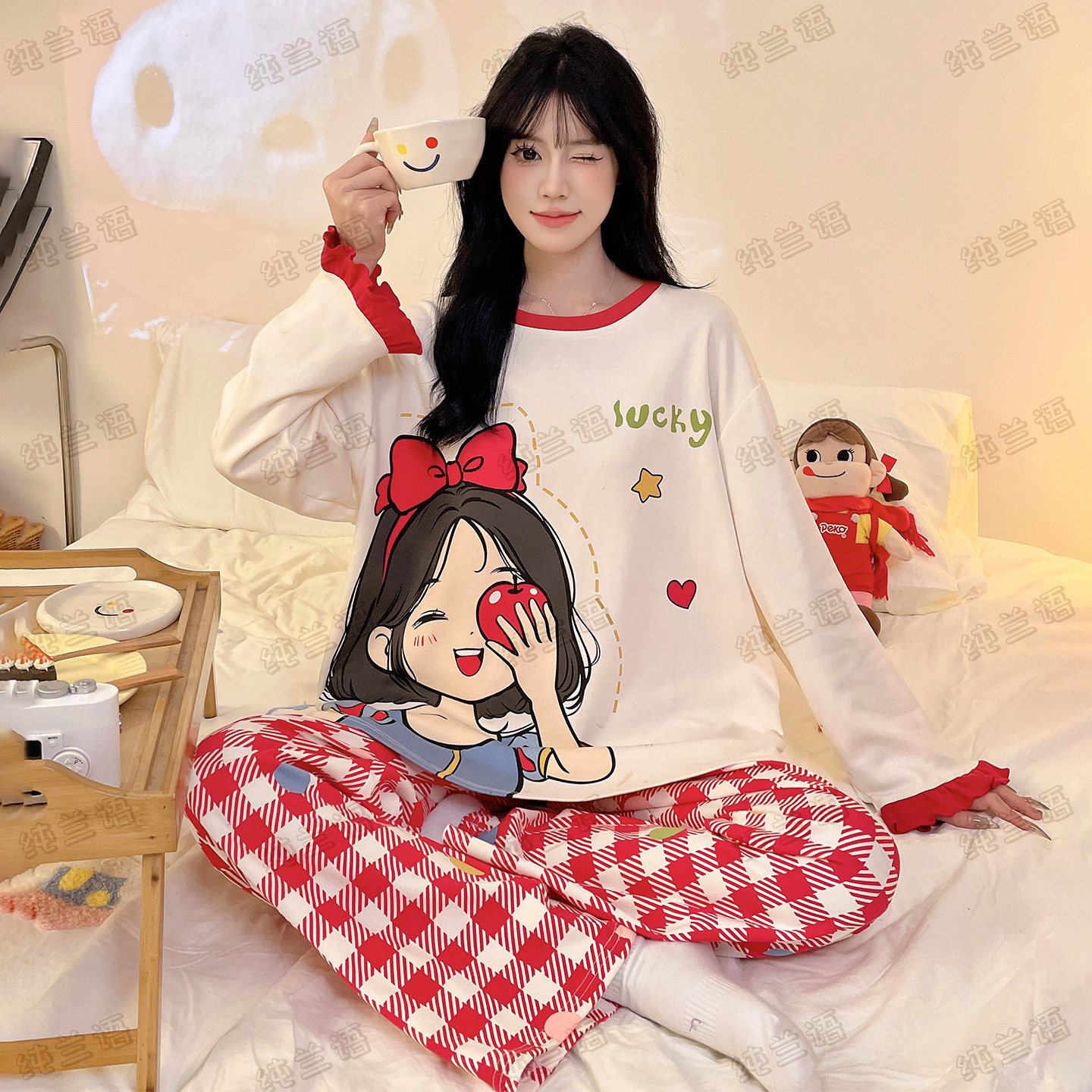 春秋母女长袖纯棉薄款长袖家居服