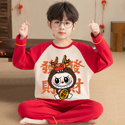 男童睡衣本命年纯棉拉布布家居服