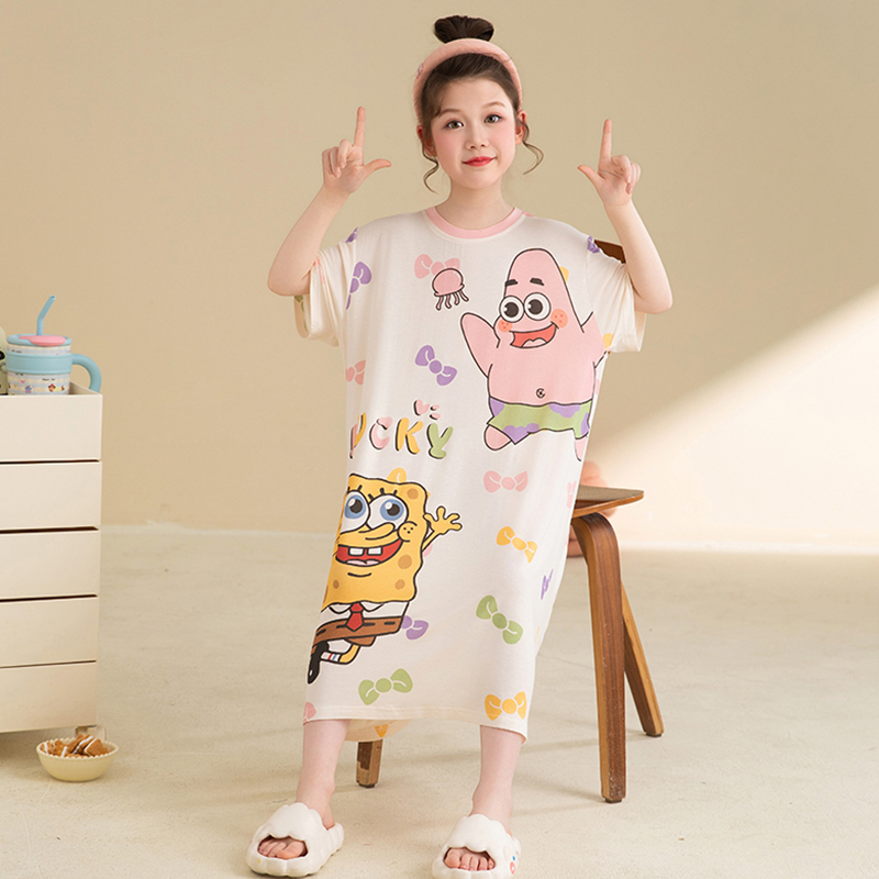 海绵宝宝儿童睡裙女派大星莫代尔