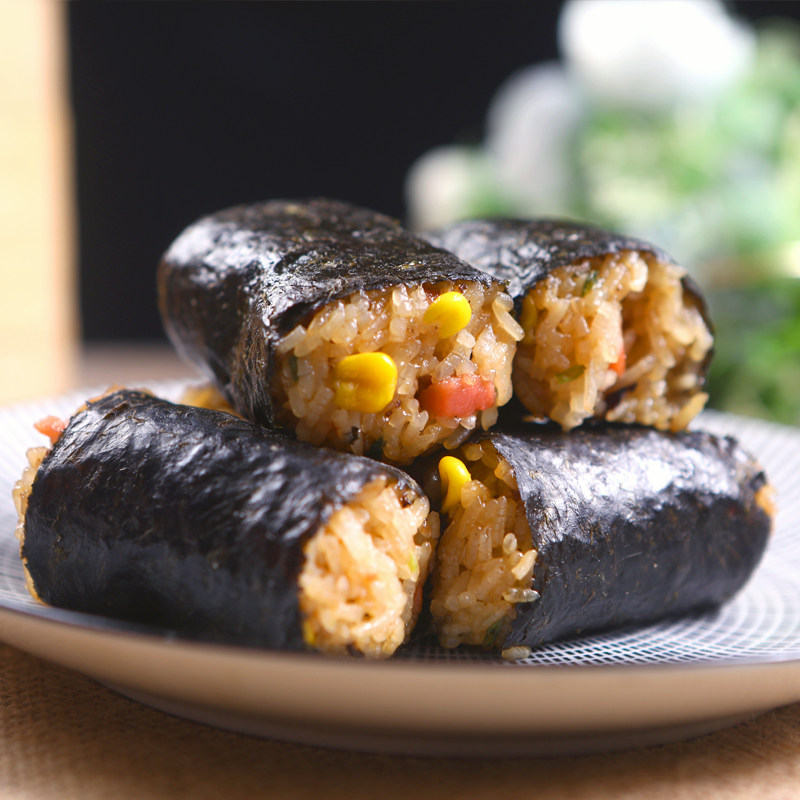 海苔糯米卷酒店茶楼速冻早茶早餐半成品紫菜卷600克 10条微波
