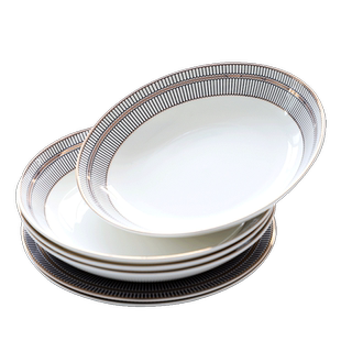 骨瓷盘子菜盘家用圆型8寸饭盘深盘欧式轻奢餐盘套装2025新款餐具