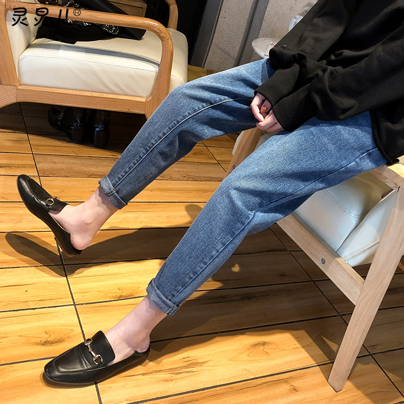 孕妇裤子春夏薄款时尚外穿孕妇牛仔裤潮妈春季宽松阔腿托腹九分裤