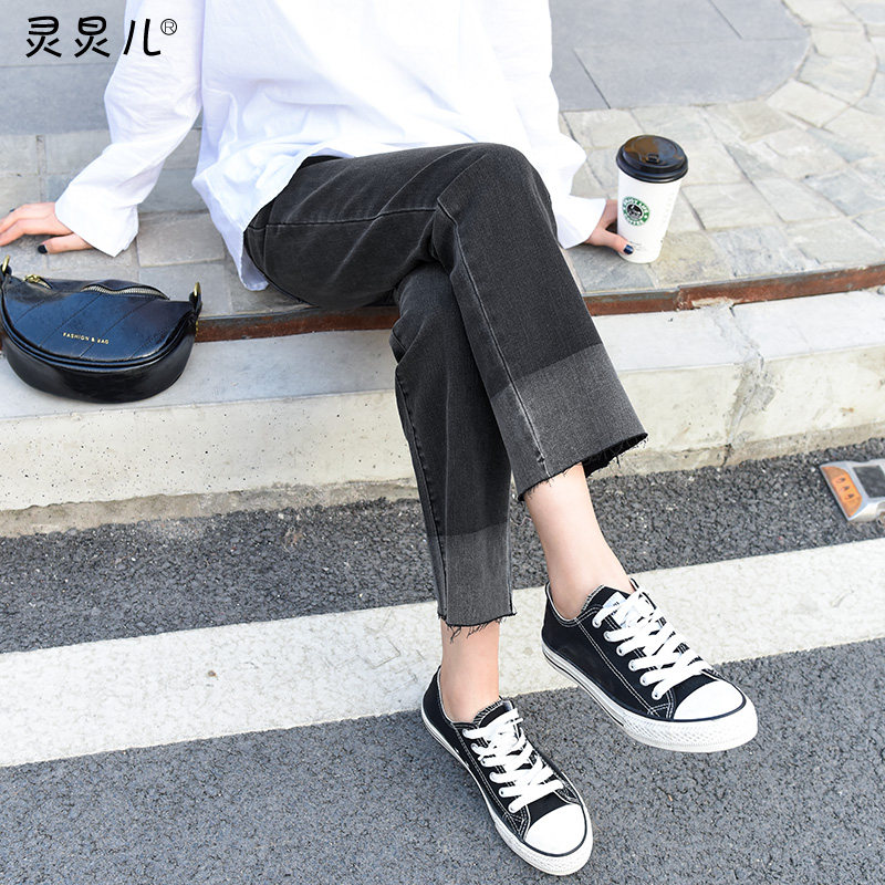 孕妇裤子2020春季薄款时尚外穿孕妇牛仔裤宽松阔腿直筒九分裤春装