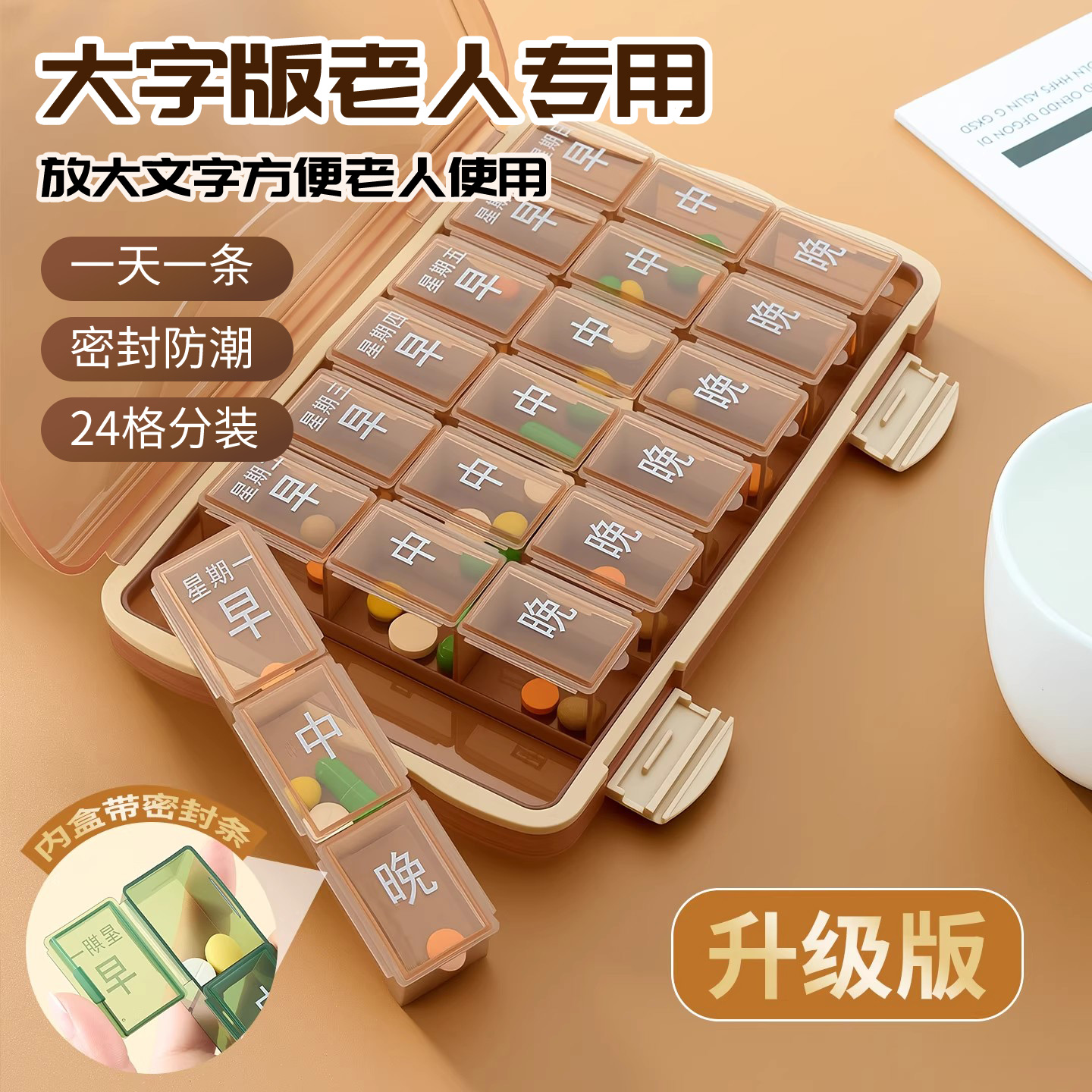 药盒药品分装盒便携老年人分药盒
