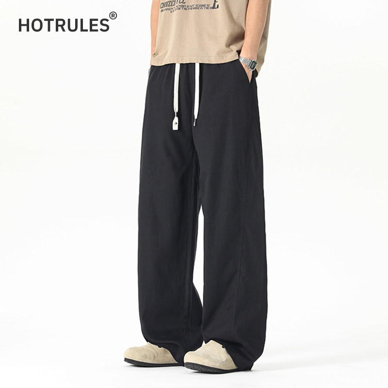 HOTRULES【收紧抽绳】夏季通勤薄款宽松休闲裤男透气高级感直筒裤