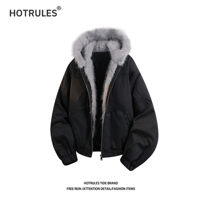 秋冬解构廓形座山雕毛领外套男女