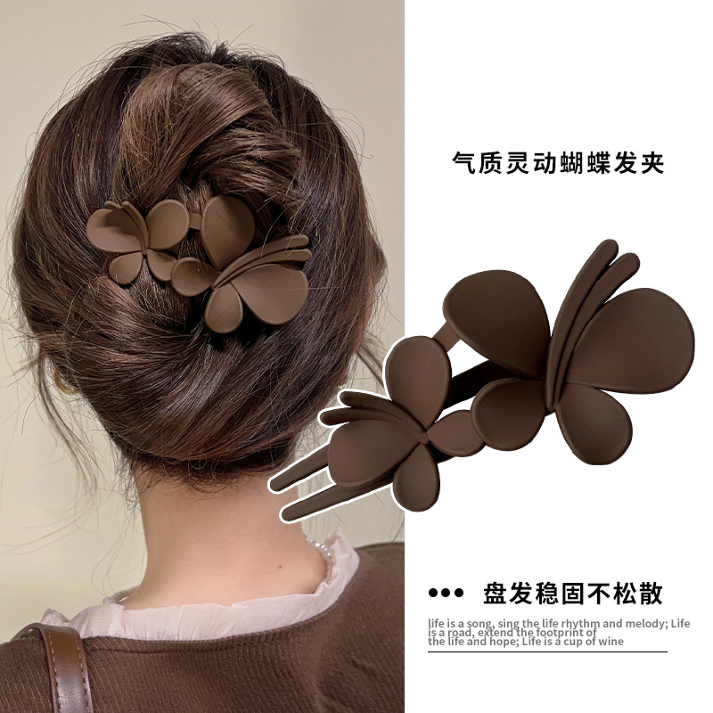 网红高级感蝴蝶夹子后脑勺盘发