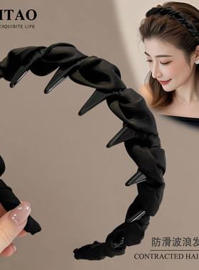 高颅顶发箍女款2025新款日常外戴洗脸头箍黑色发带压发卡发捆头饰