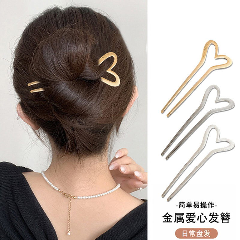高级感爱心u型发簪新中式发钗女