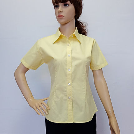 白色男装短袖衬衫免烫深灰黄色修身女衬衣上班夏季员工服工衣定制