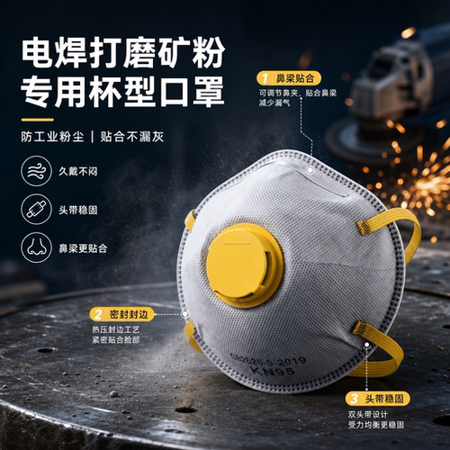 水泥厂专用KN95杯型口罩防尘