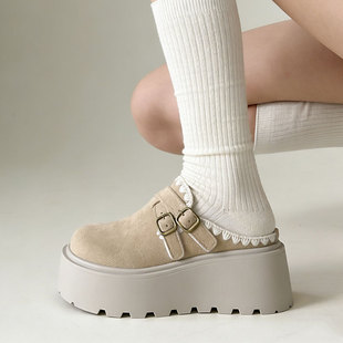 厚底增高超火一脚蹬勃肯鞋子包头半拖鞋女夏外穿2026春季新款爆款