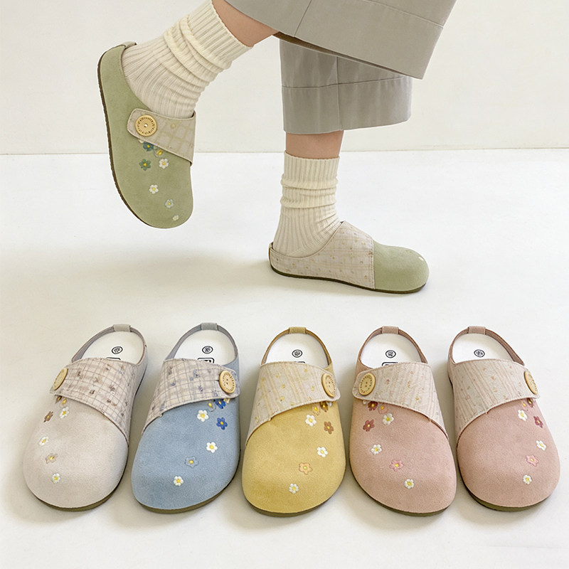 包头拖鞋女2026年超火的鞋子春款百搭休闲鞋懒人平底鞋勃肯鞋女鞋