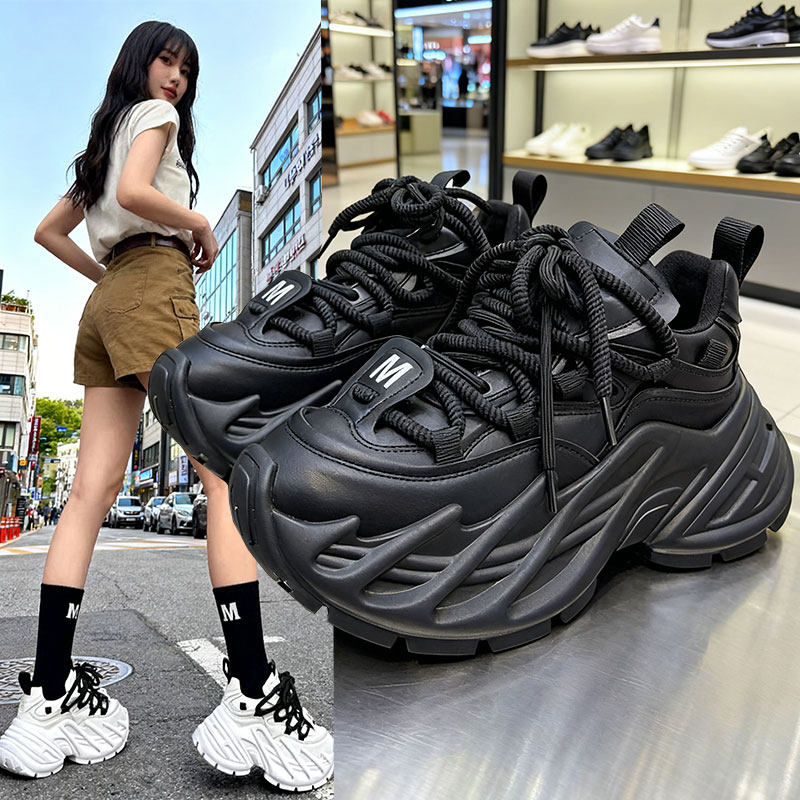 帅气欧货松糕厚底老爹鞋女款韩版新款秋冬爆款百搭增高休闲运动鞋
